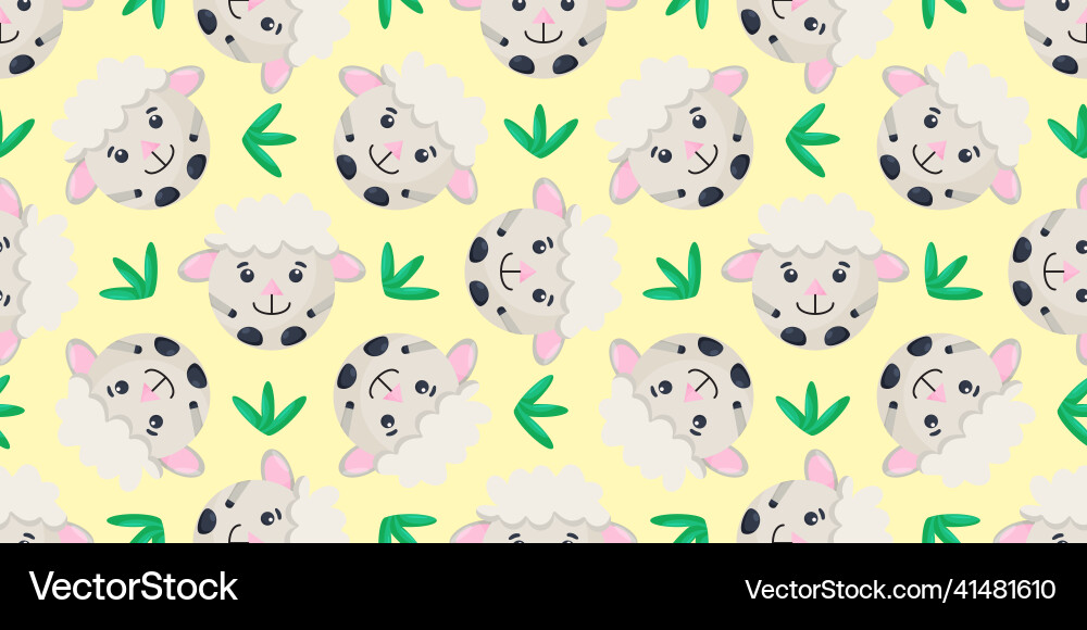 Round sheep seamless pattern background Round sheep seamless pattern background vector image