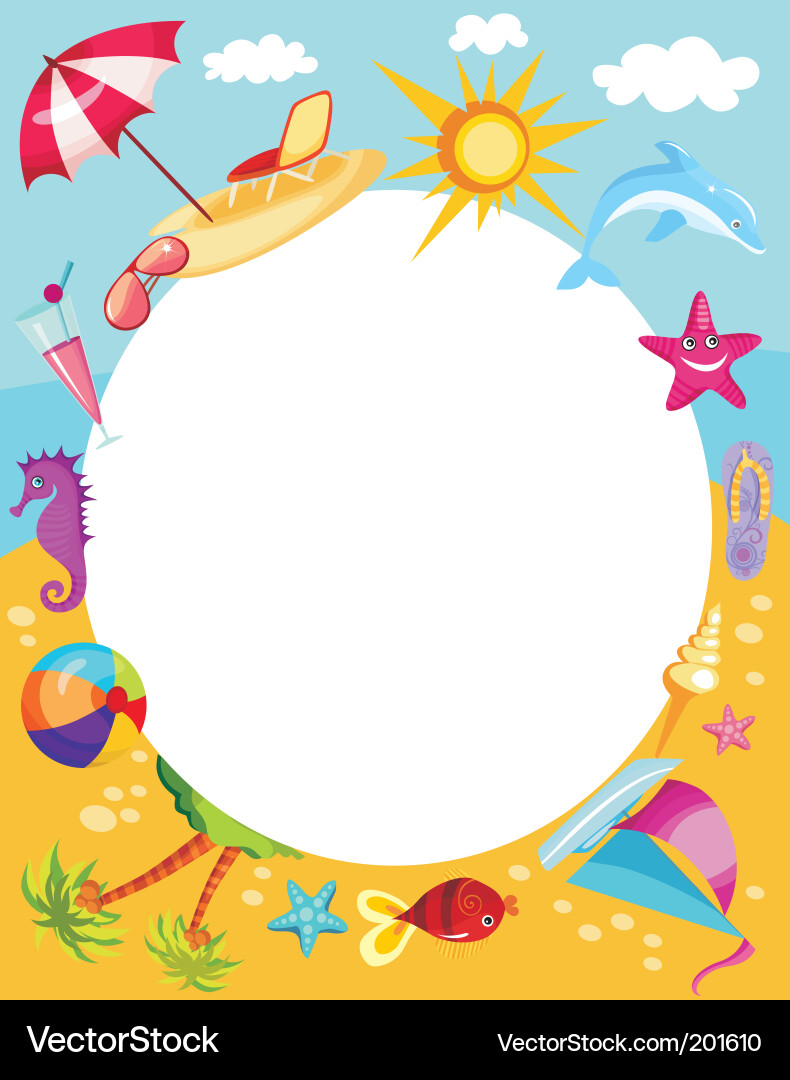 Seahorse Beach Frame Vector Image