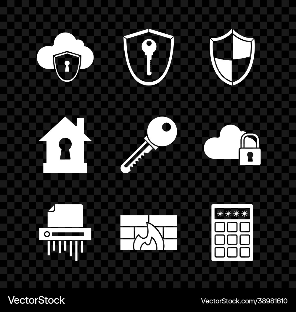 Set cloud and shield with key paper Set cloud and shield with key paper vector image