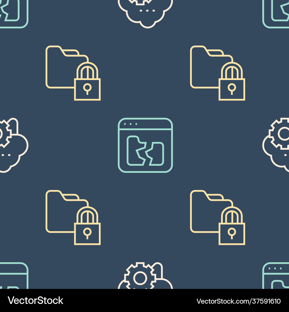 Set line cloud technology data transfer folder vector image