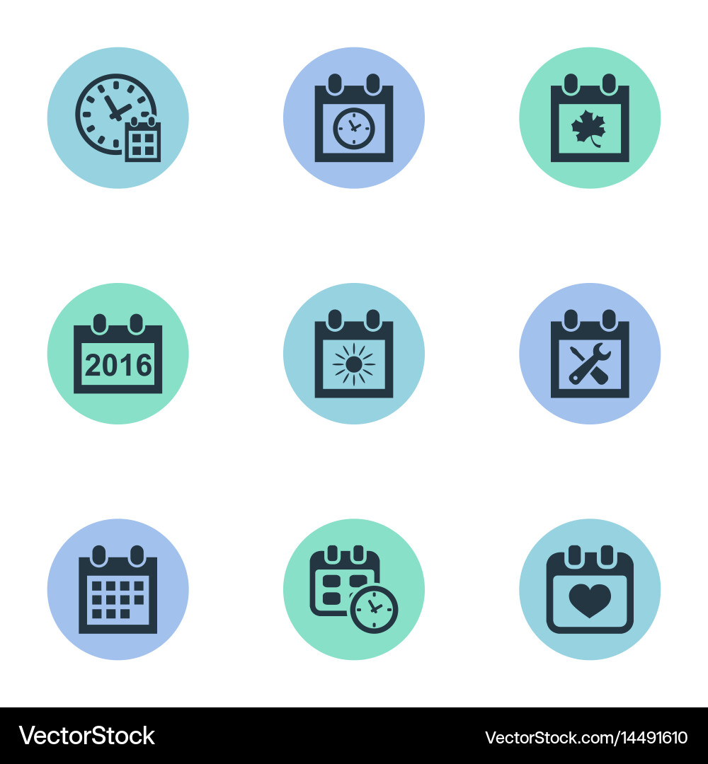 Set of simple date icons vector image