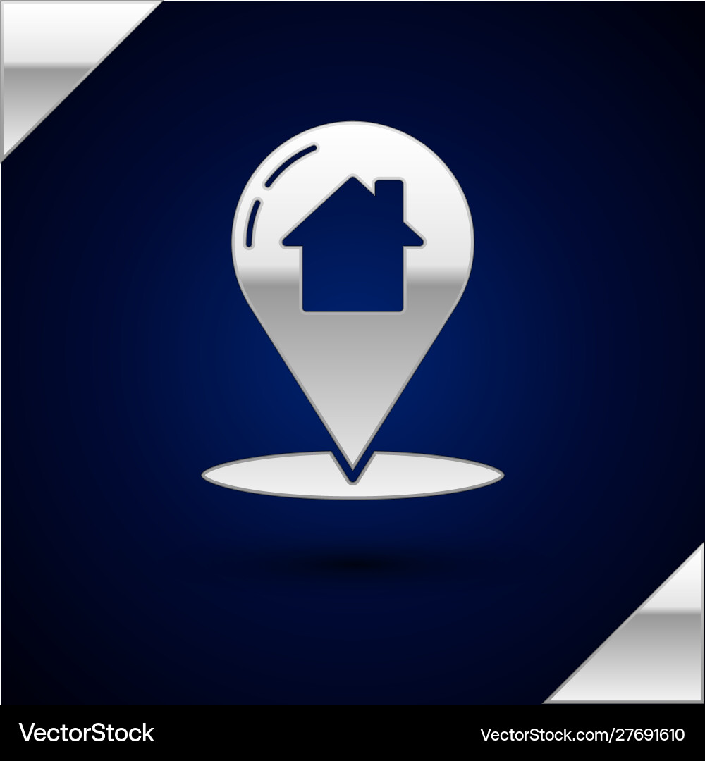Silver map pointer with house icon isolated Silver map pointer with house icon isolated vector image