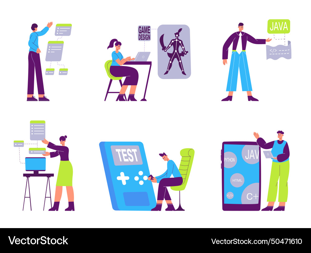 Software-Entwickler Spiel Designer javascript Software-Entwickler Spiel Designer javascript vektorbild
