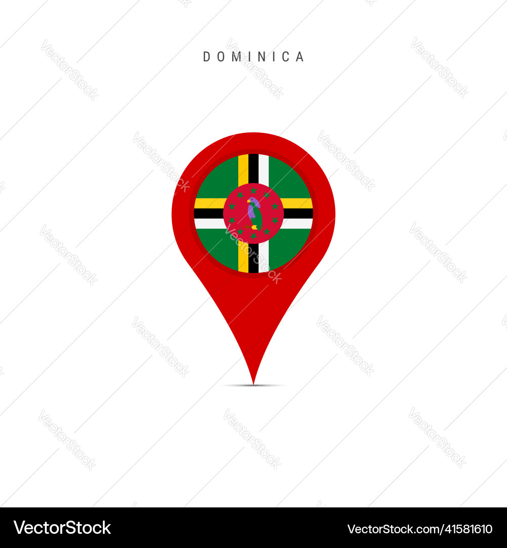 Teardrop map marker with flag of dominica flat Teardrop map marker with flag of dominica flat vector image