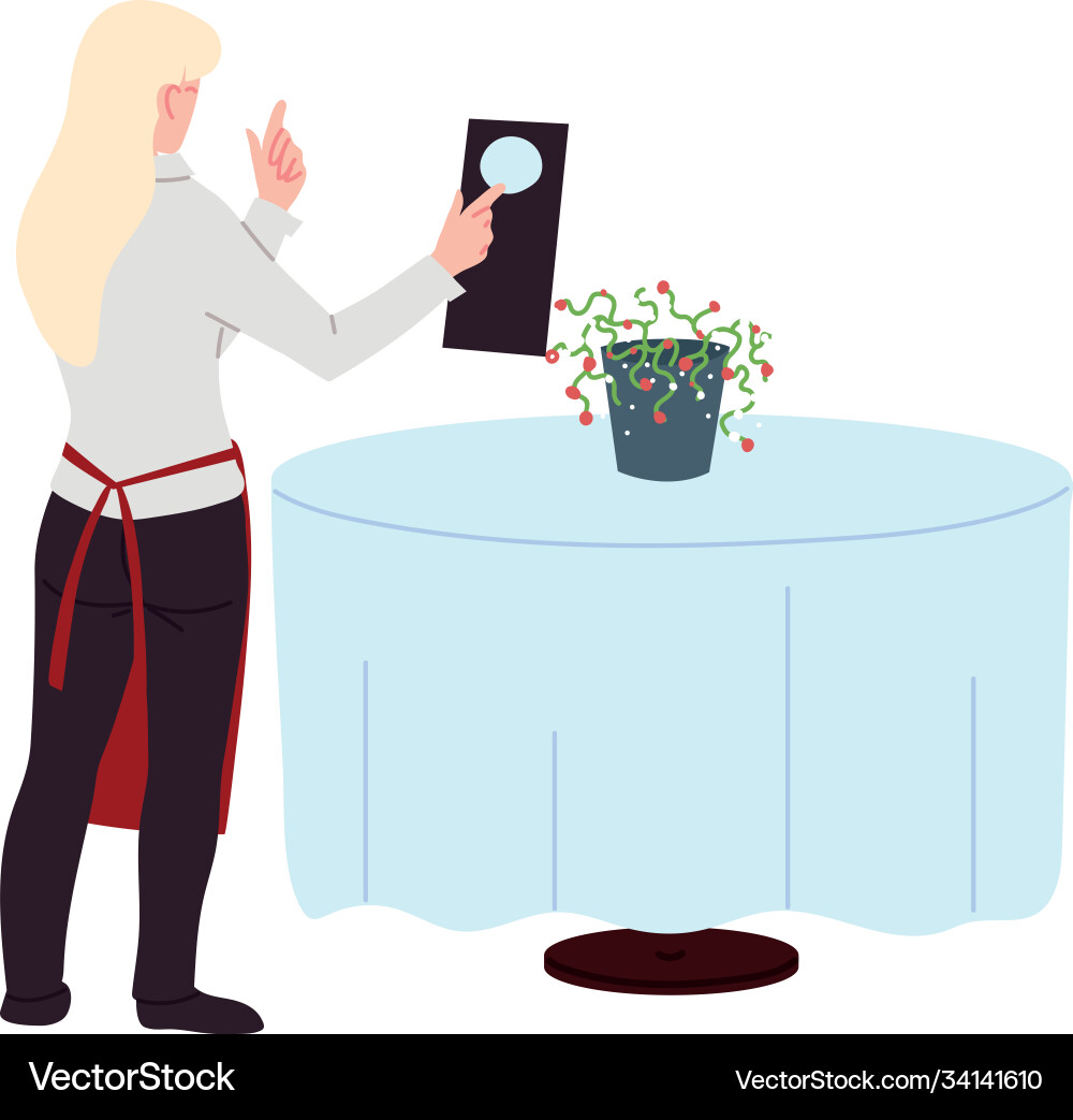 Waitress with uniform and menu in hand vector image