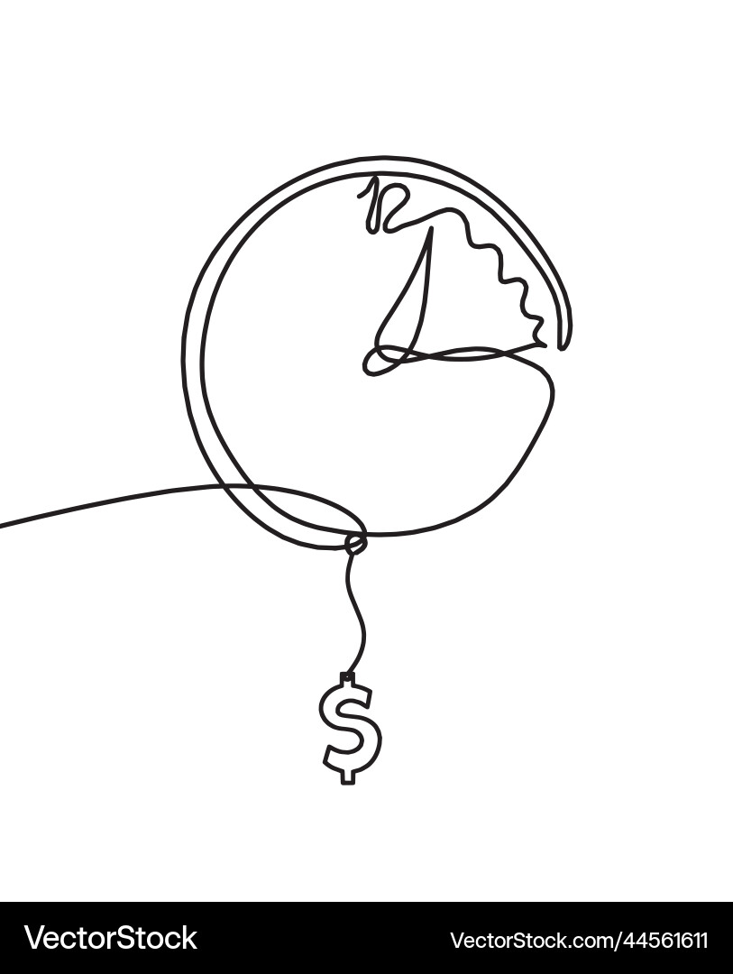 Abstract clock with dollar as line drawing Abstract clock with dollar as line drawing vector image