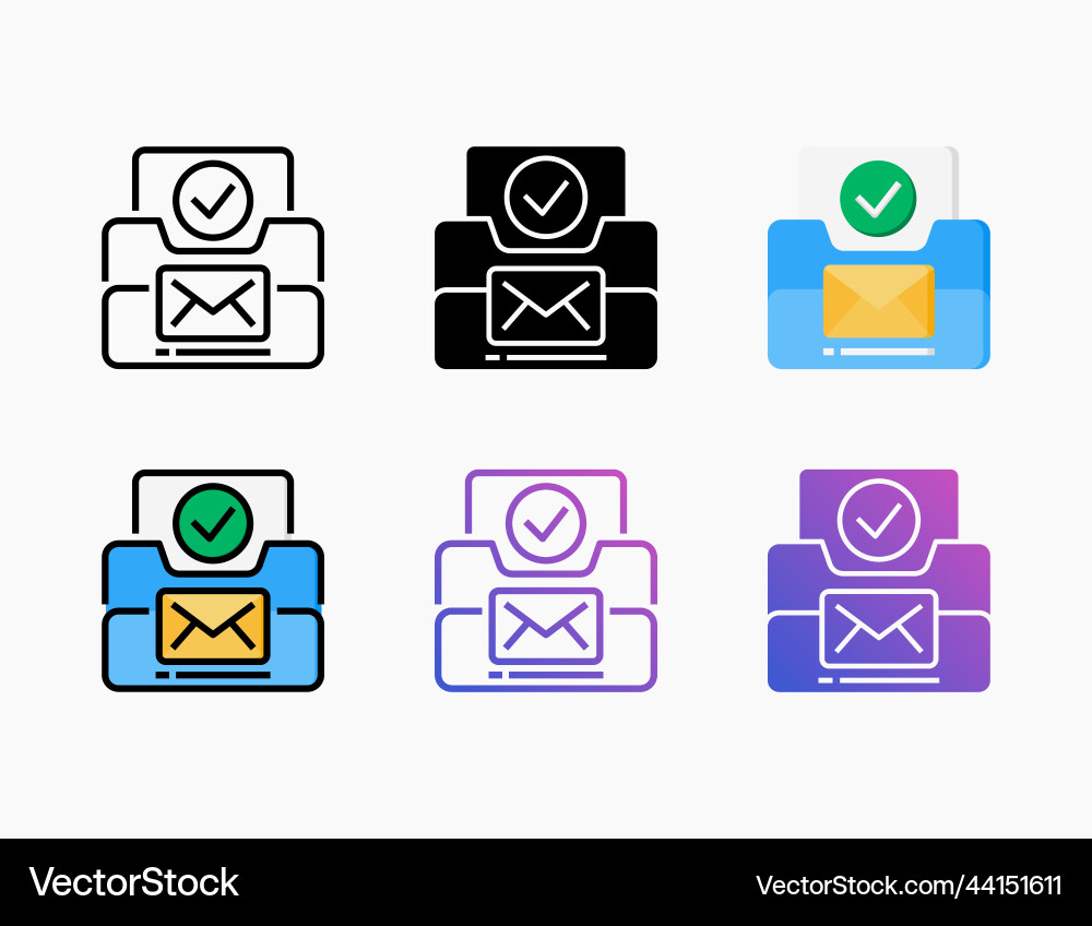 Archive success icon set with different styles Archive success icon set with different styles vector image