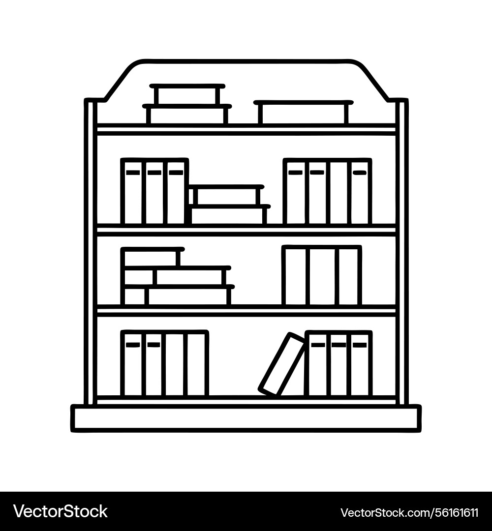 Bookshelf minimal outline for projects Vector Image