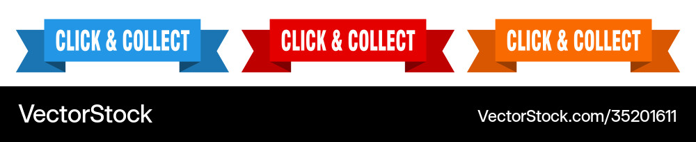 Click collect ribbon isolated Vector Image