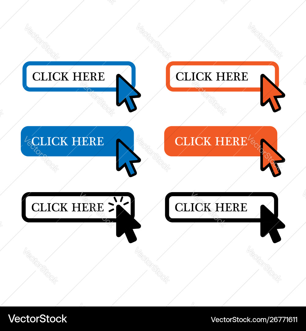 Click here buttons for web design Vector Image