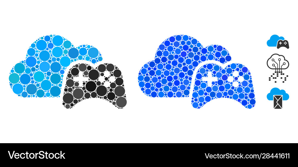 Cloud game controller composition icon spheric Cloud game controller composition icon spheric vector image