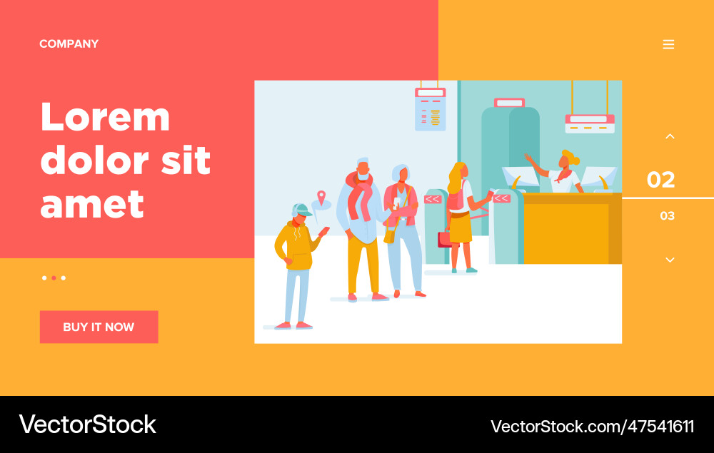 Group of passengers standing in queue to counter Group of passengers standing in queue to counter vector image