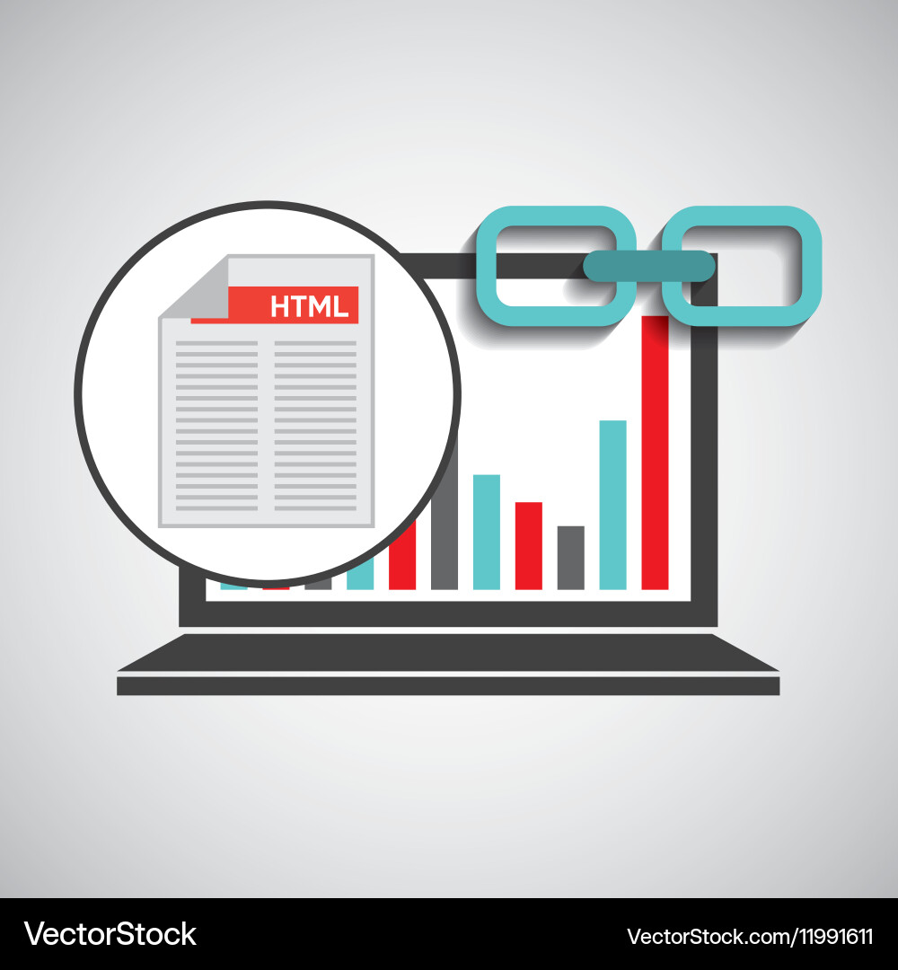 Laptop document code graphs link web Vector Image