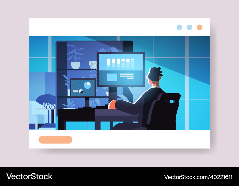 Man trader stock market broker analyzing charts Man trader stock market broker analyzing charts Vector Image
