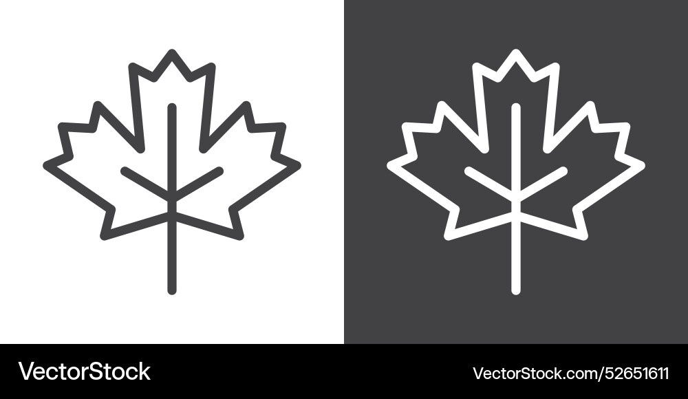 Maple leaf icon flat set outline Royalty Free Vector Image