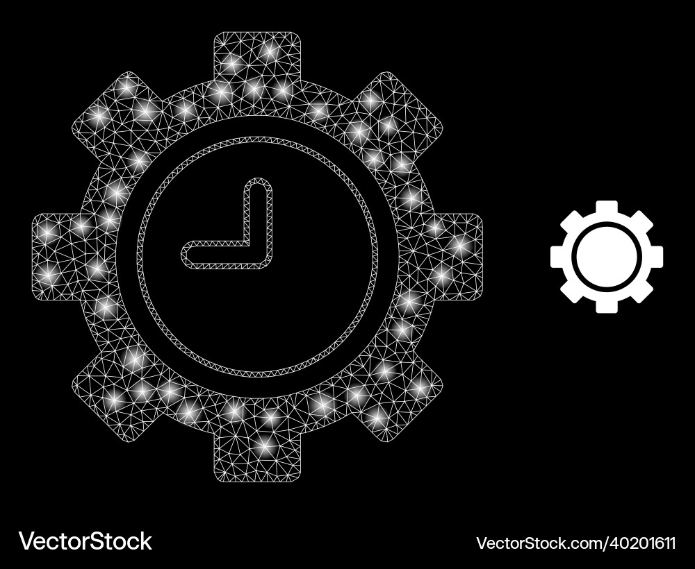 Mesh web clock settings gear with glitter Mesh web clock settings gear with glitter vector image