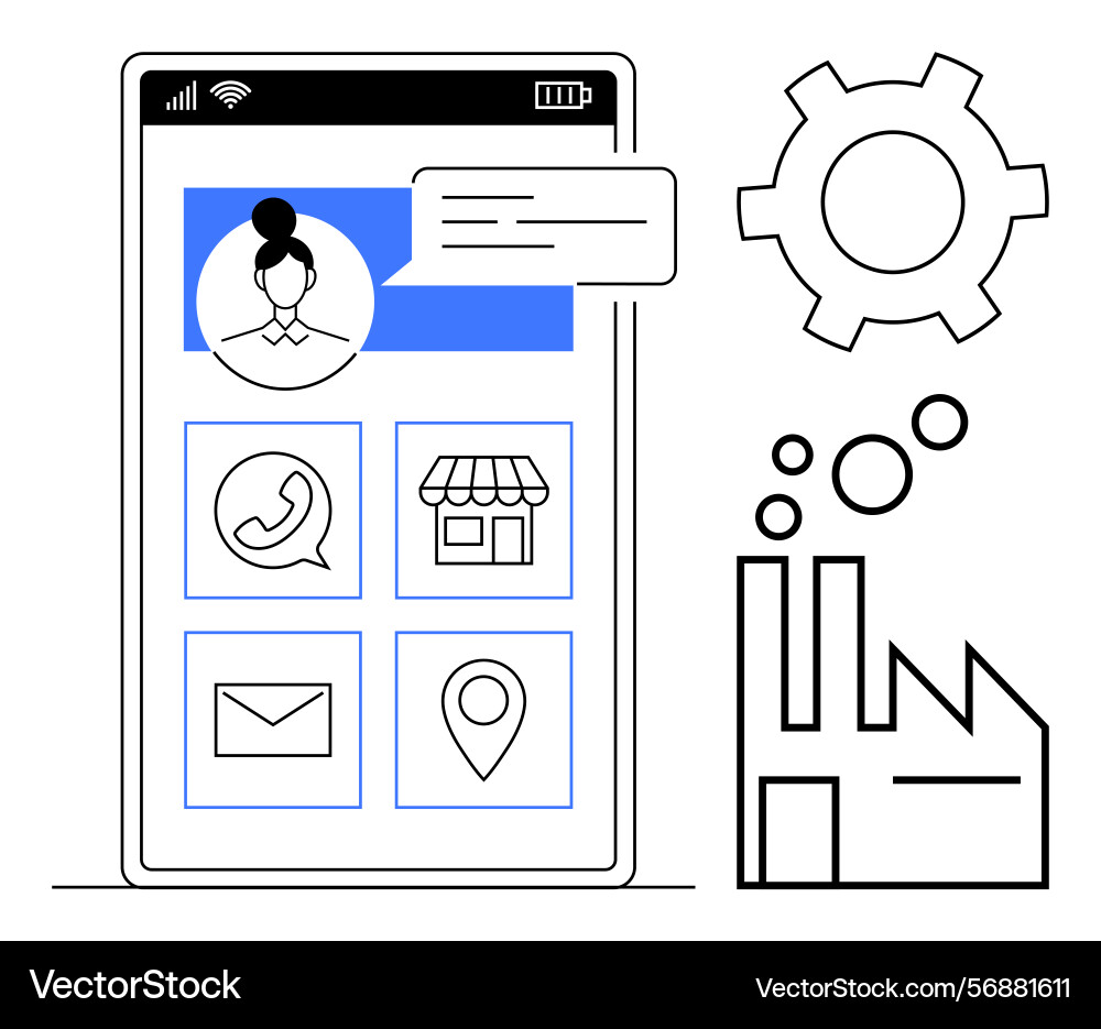 Mobile app interface with communication and online Mobile app interface with communication and online Vector Image