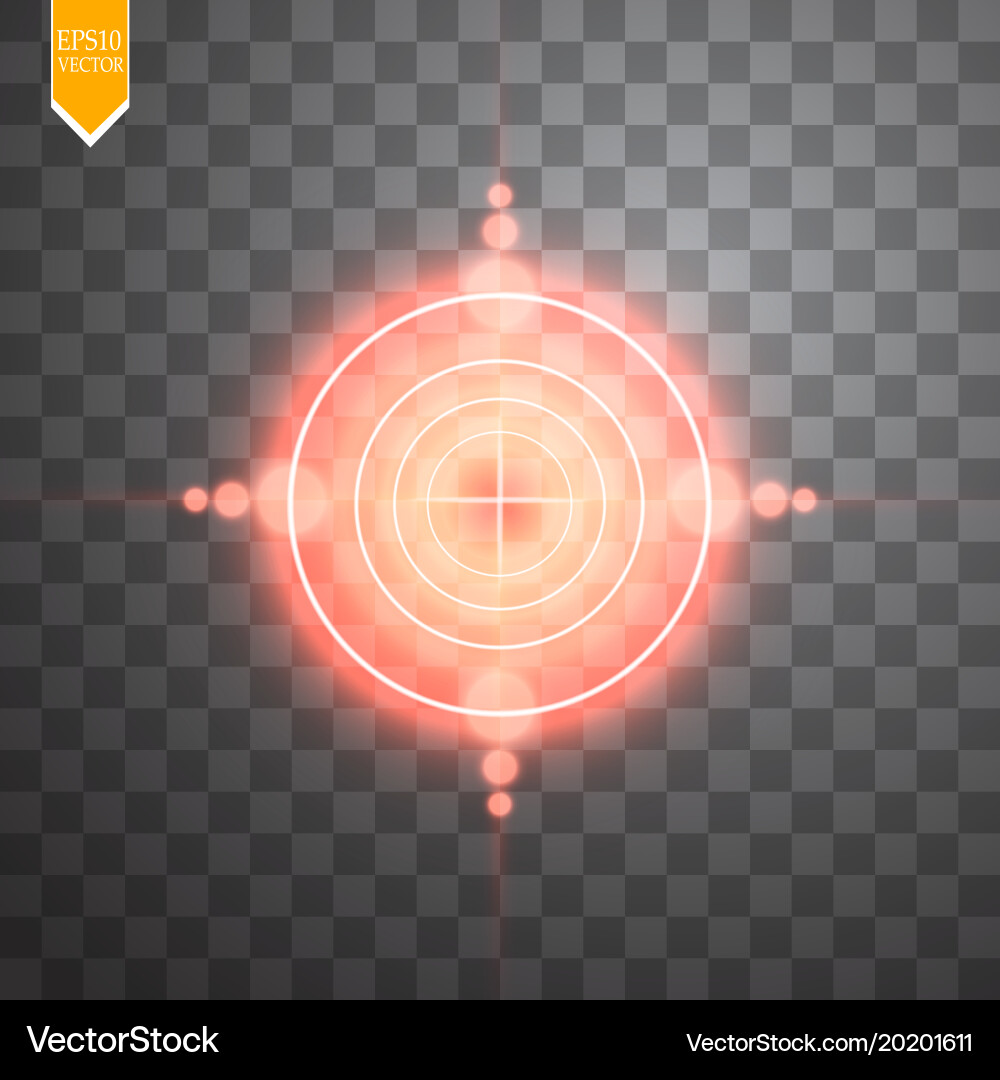 Neon red target isolated game interface element vector image