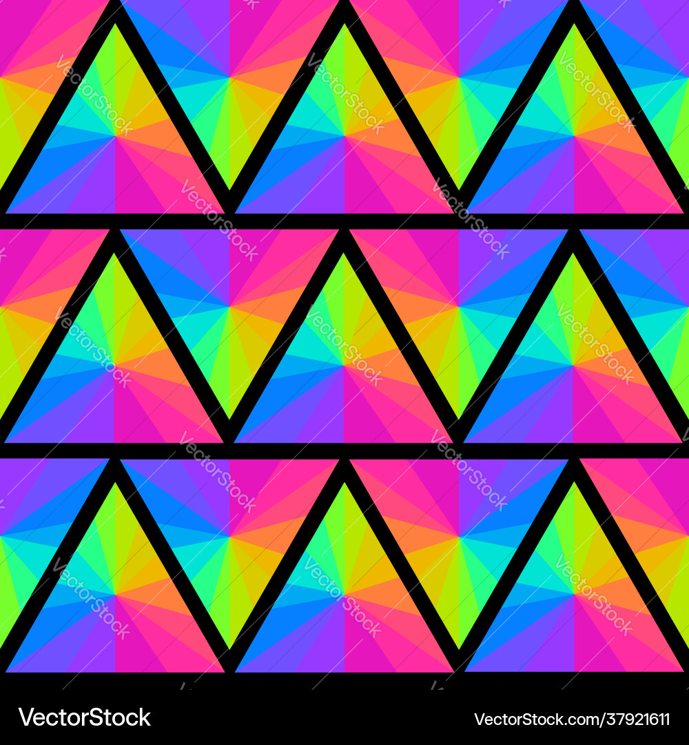 Neon Retro Triangles Pattern Vector Image