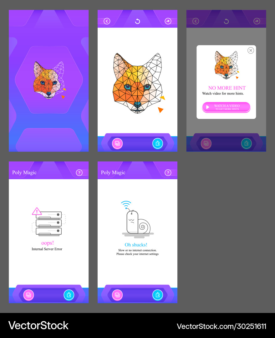 Pixel coloring app ui design mobile user interface Pixel coloring app ui design mobile user interface vector image