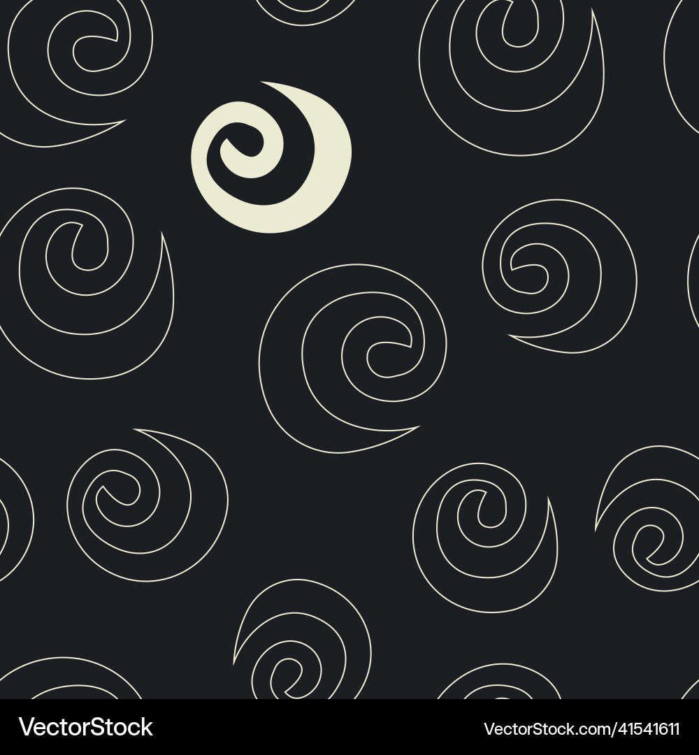 Seamless pattern with white curls on a black backg Seamless pattern with white curls on a black backg vector image