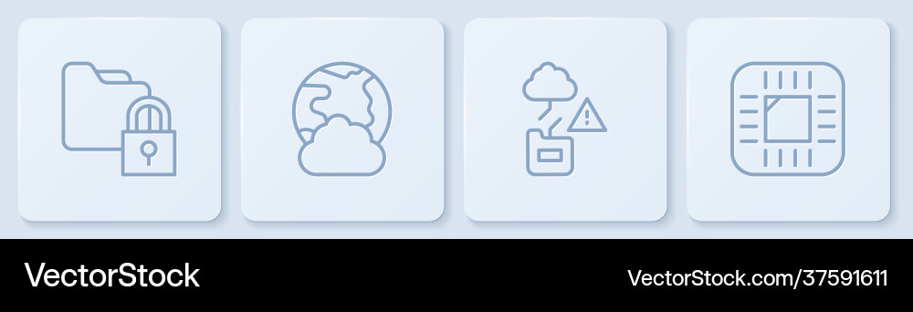 Set line folder and lock cloud technology data Set line folder and lock cloud technology data vector image