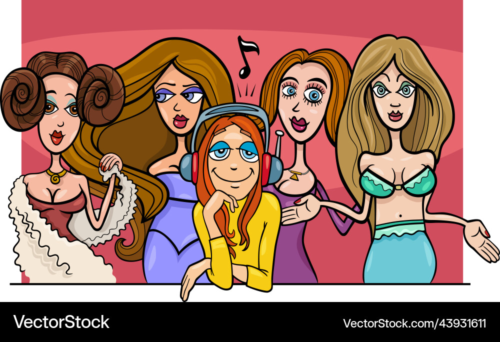 Trendy Comic Girls vektorbild