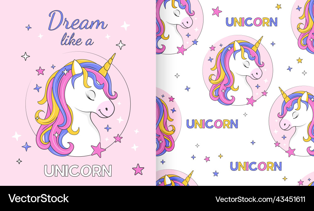 Unicorn seamless pattern vector image