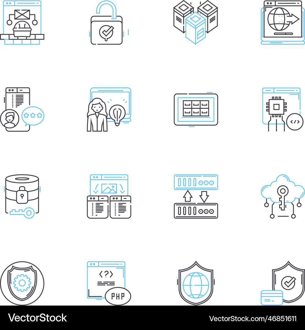 Web-Daten lineare Icons setzen Schrott Extraktion Vektorbild