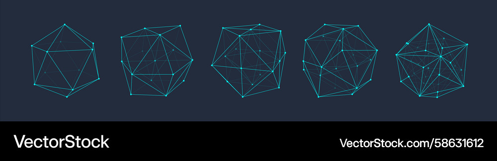 3d shapes set abstract polyhedron forms Vector Image