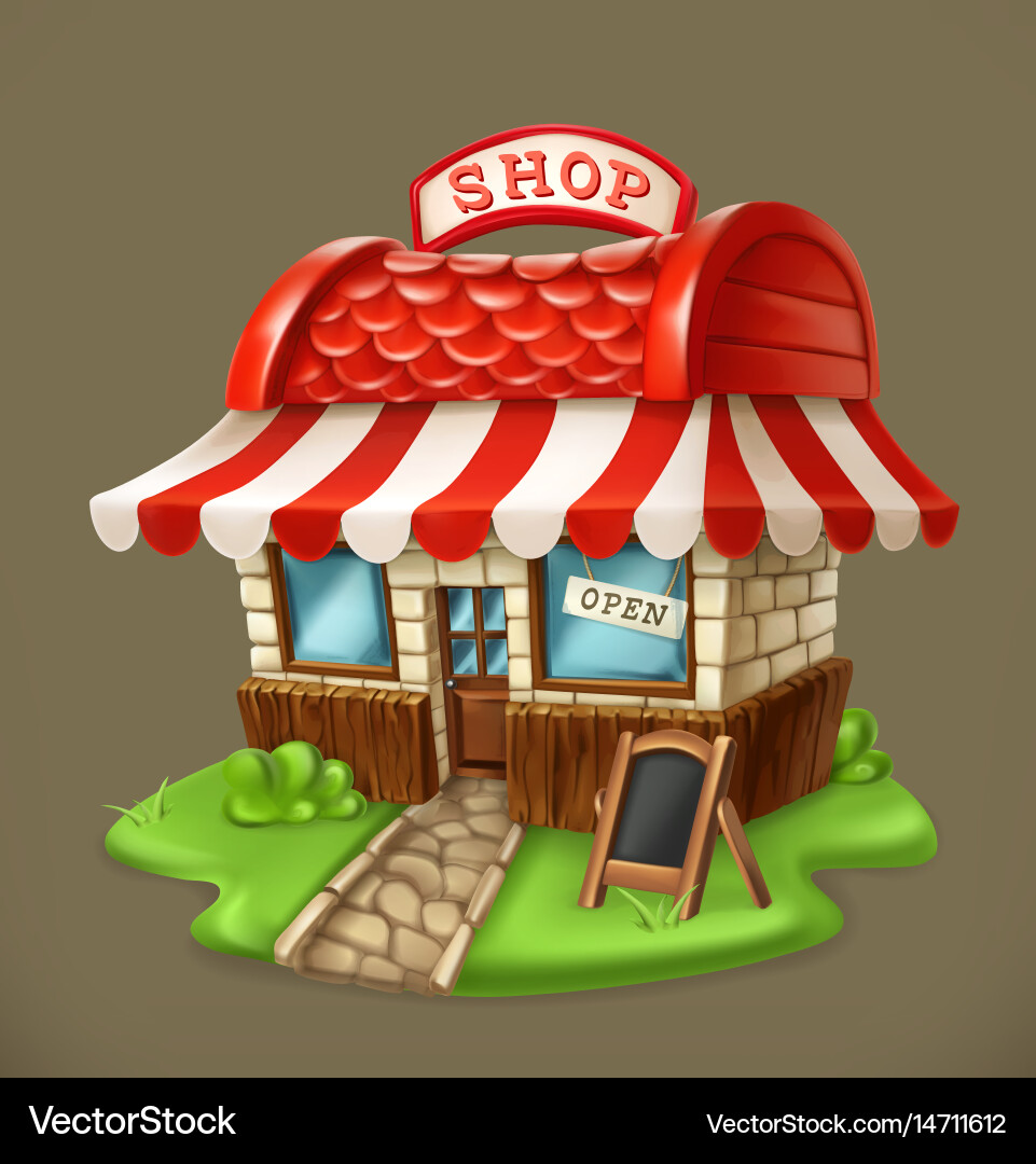 3D Shop Icon - Building Royalty Free Vector Image
