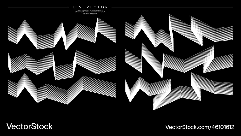 Abstract sharp line blend wave design template set vector image