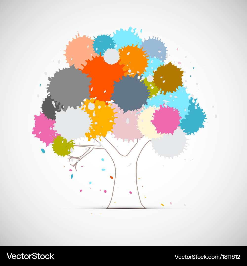 Abstract tree with colorful blots splashes vector image