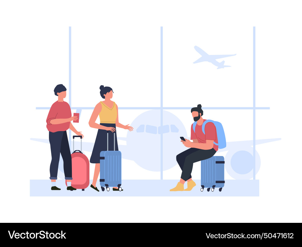 Airport Travelers Waiting Royalty Free Vector Image