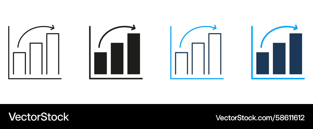 Bar chart with upward arrow line and solid icon Vector Image