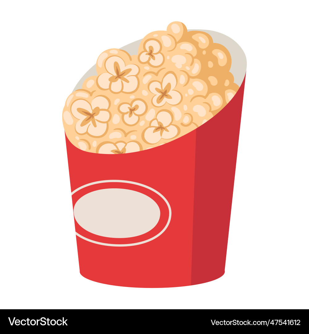 Cartoon popcorn cup paper bucket salty Cartoon popcorn cup paper bucket salty vector image