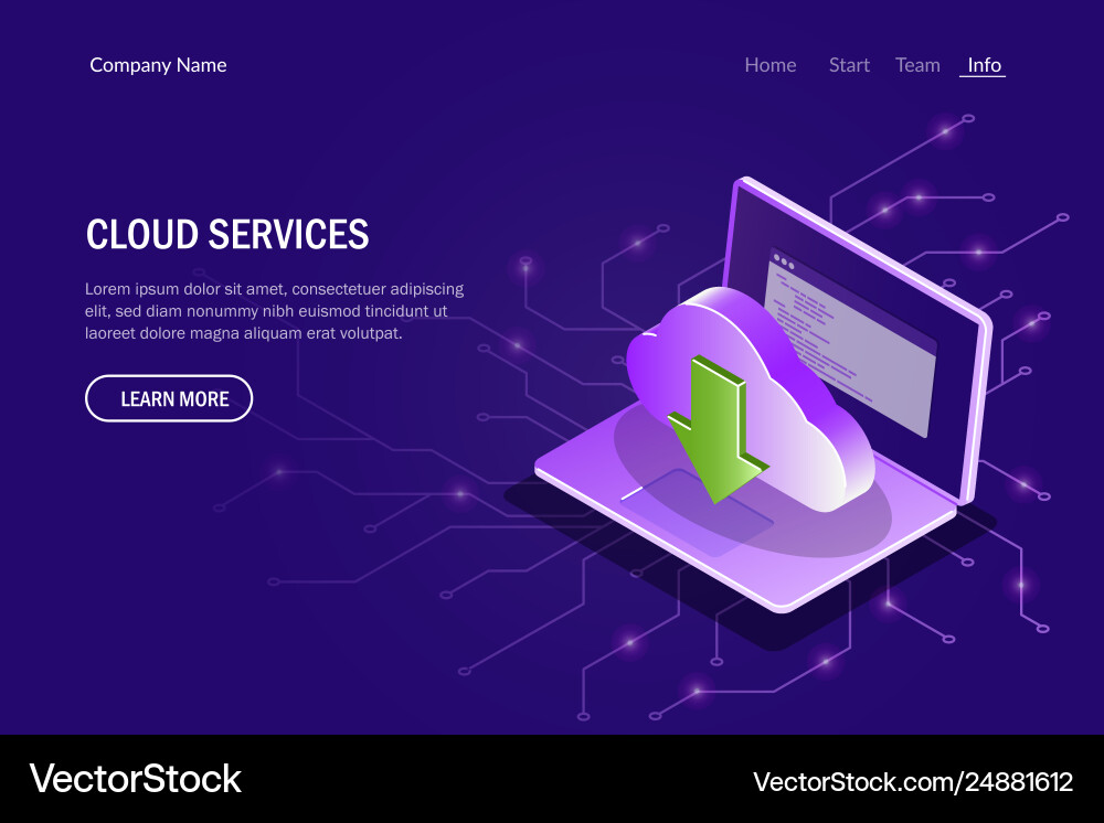Cloud Services Konzept Web-Vorlage violett Cloud Services Konzept Web-Vorlage violett vektorbild