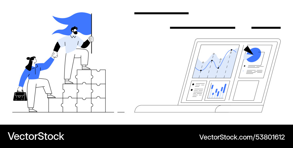 Collaborative leadership and data analytics Collaborative leadership and data analytics vector image