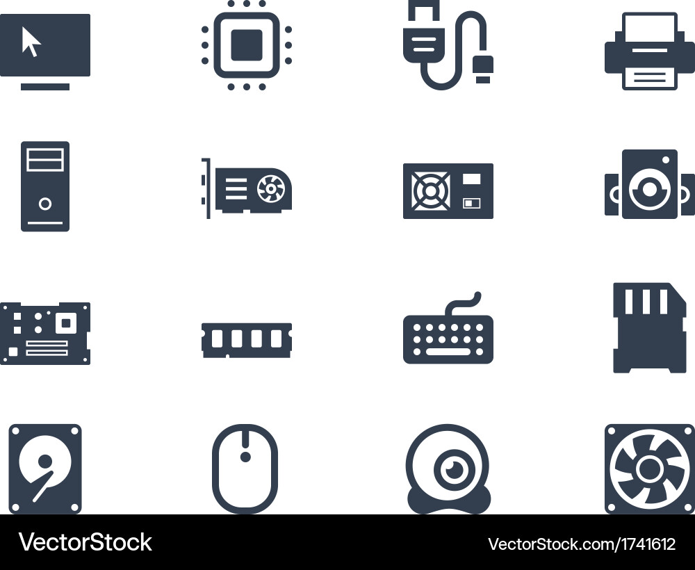 Computer Hardware Icons Set Vector Image