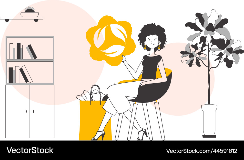 Concept of ecological products girl package Concept of ecological products girl package Vector Image