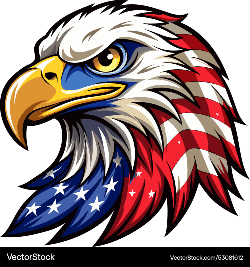 Eagle head with american flag pattern Royalty Free Vector