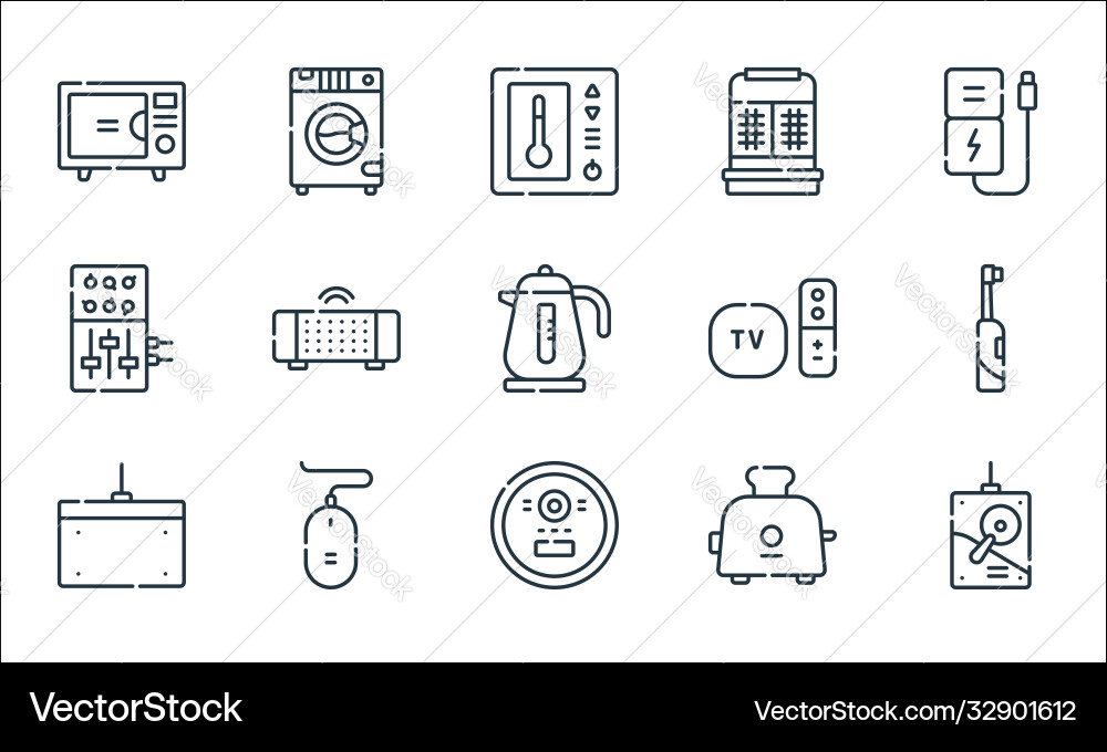 Electronics line icons linear set quality Electronics line icons linear set quality vector image