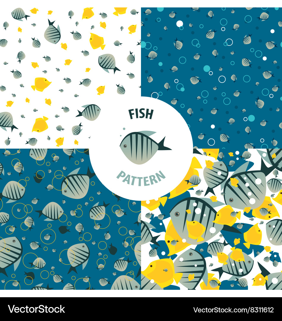 Fish pattern set Vector Image