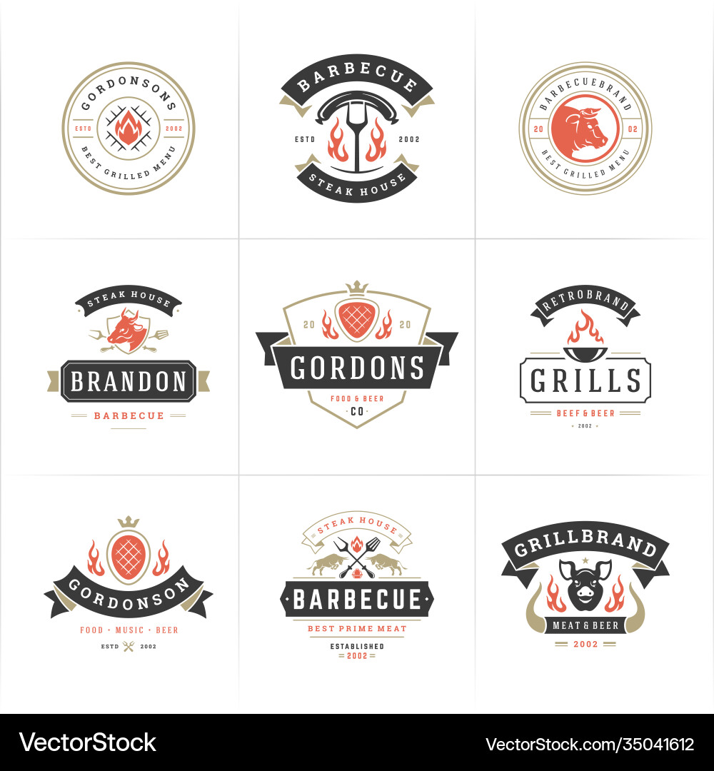 Grill and barbecue logos set Grill and barbecue logos set vector image