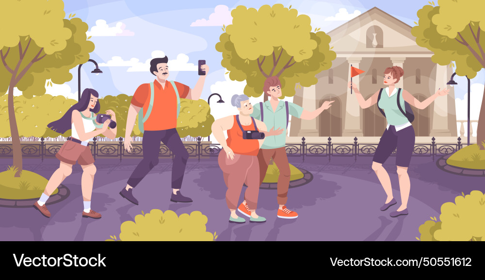 Guide excursion flat composition Vector Image