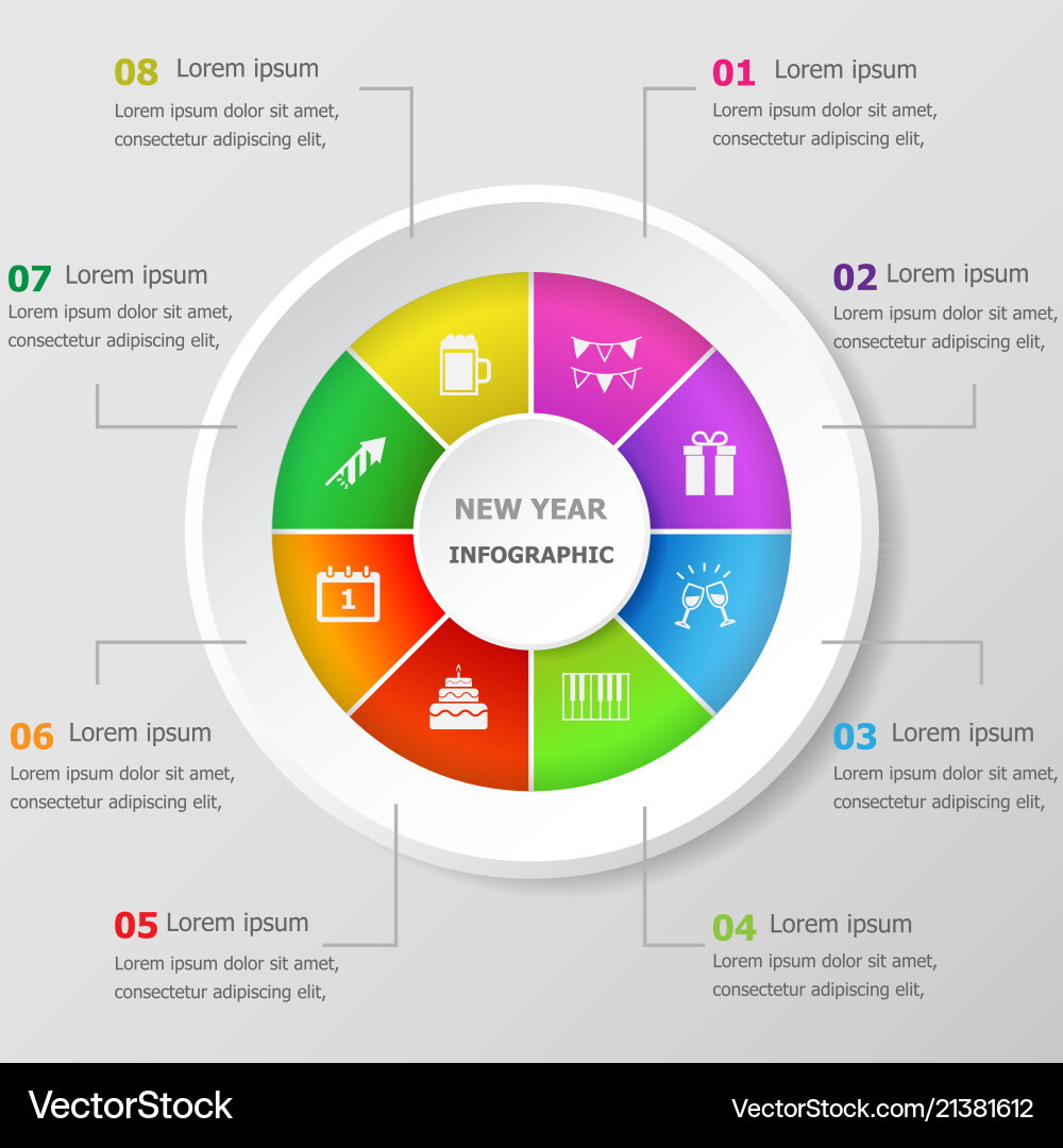 Infographic design template with new year icons Vector Image