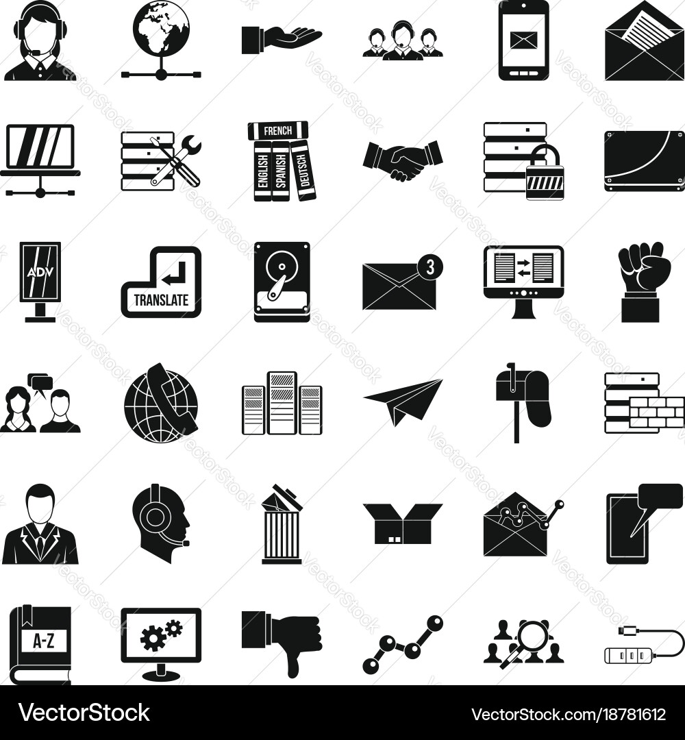 Interaction icons set simple style Vector Image