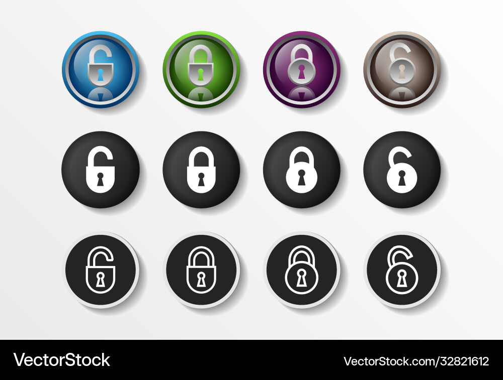 Lock icons set realistic closed and opened Lock icons set realistic closed and opened Vector Image