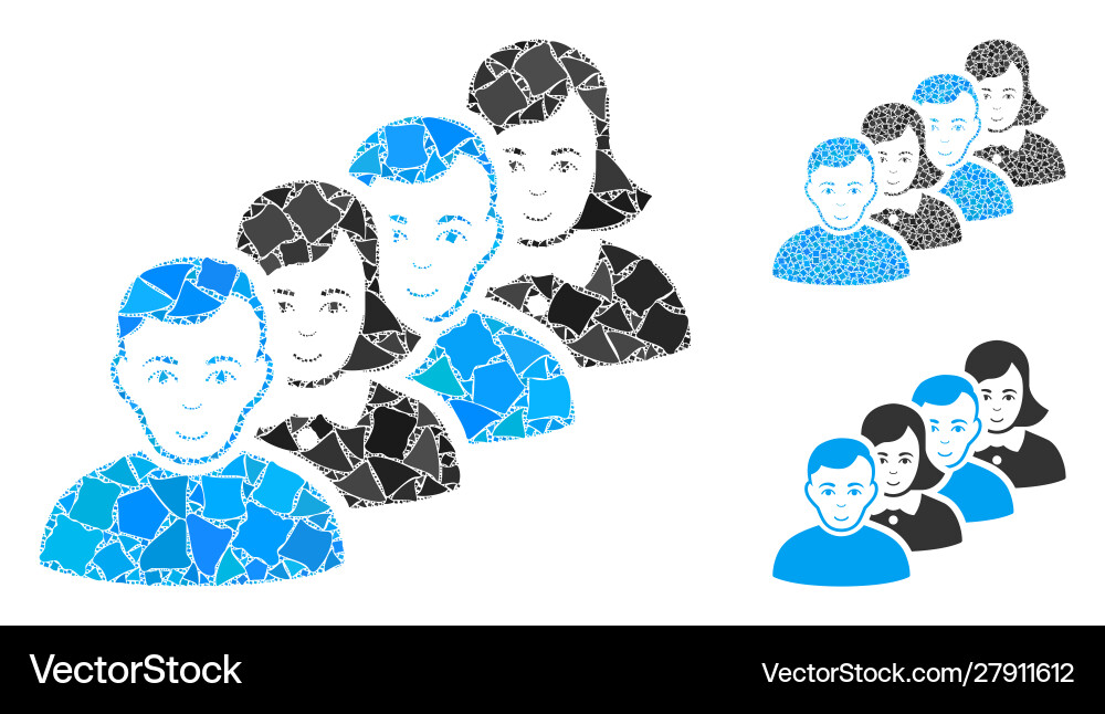 People queue mosaic icon inequal items People queue mosaic icon inequal items vector image