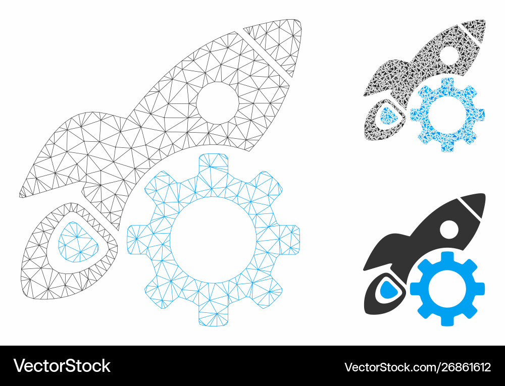 Rocket development mesh wire frame model Rocket development mesh wire frame model vector image